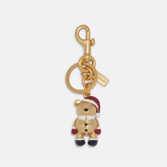 Coach Santa Bear Keychain Fob Bag Charm